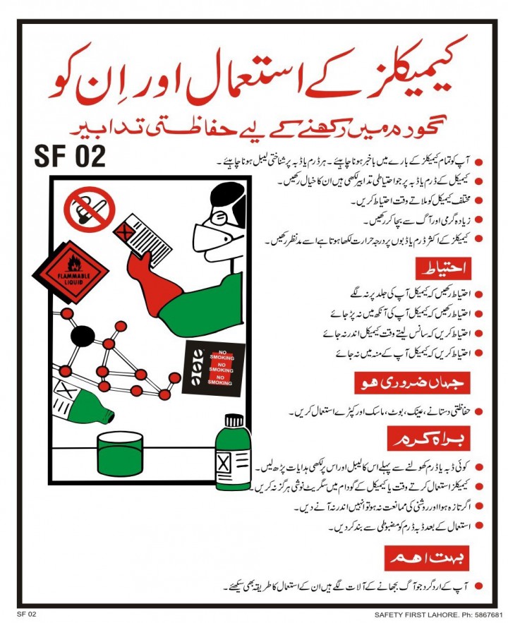 چمیکلز کے استعمال اور ان کو گودام میں رکھنے کے لے حفاظتی تدابیر