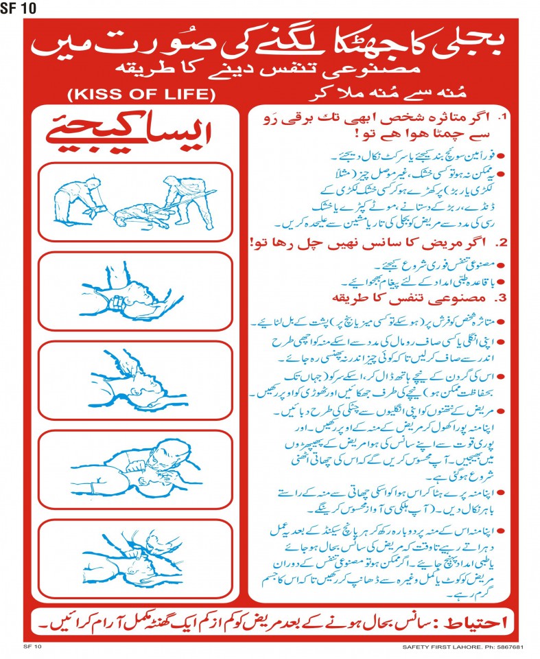 بجلی کا جتھکا لگنے کی صورت میں مصنوئی تنفس دینے کا طریقہ